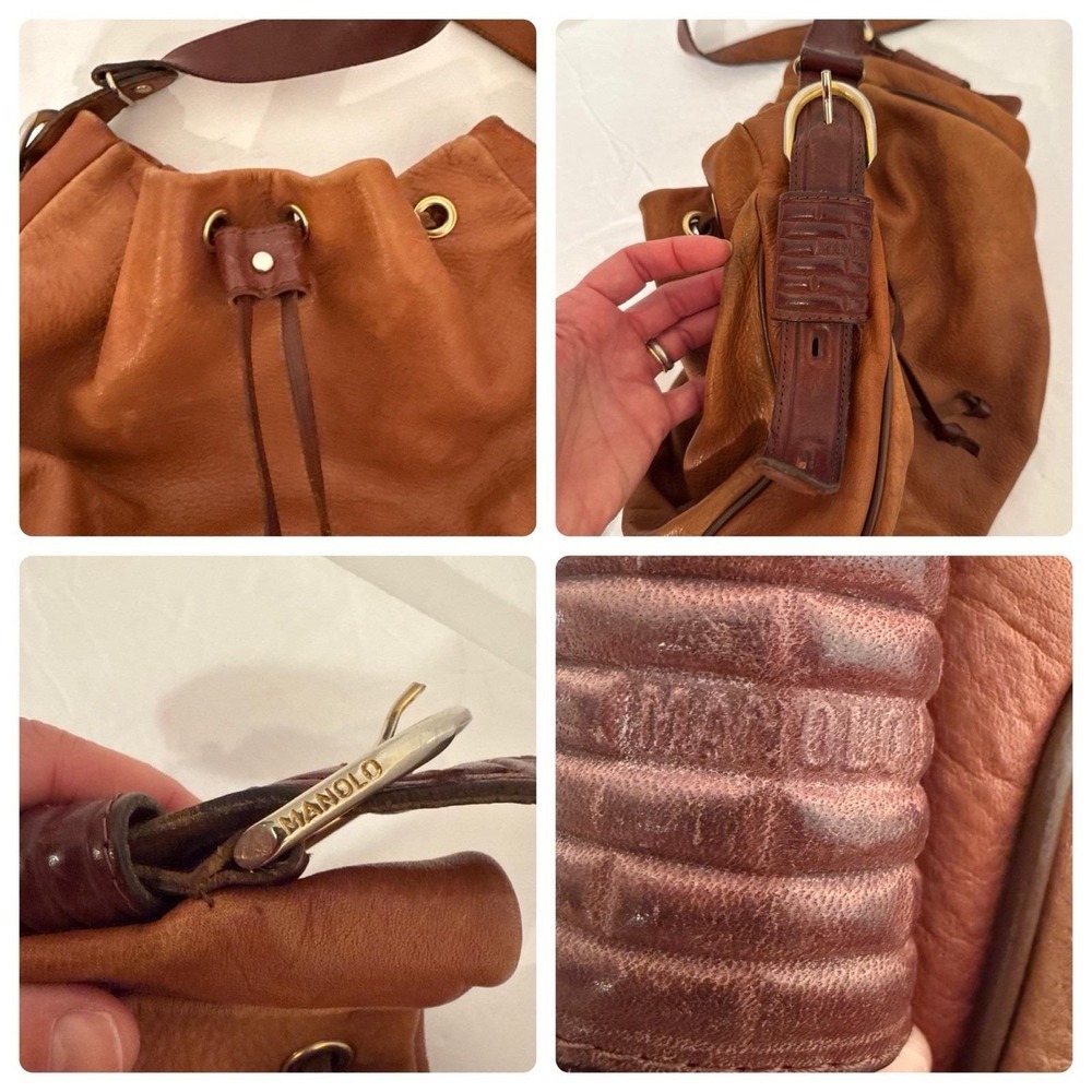 Manolo Blahnik Brown Leather Hobo Bag - Picture 5 of 16